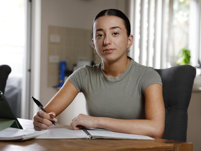 DAILY TELEGRAPH 7TH FEBRUARY 2024Pictured at her home at Picnic Point is student Kiera Rorris who has accumulated a HECS debt through her studies.Picture: Richard Dobson