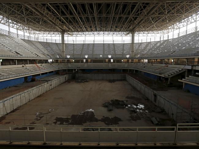 Construction at the aquatic centre for the Rio Olympic Games.