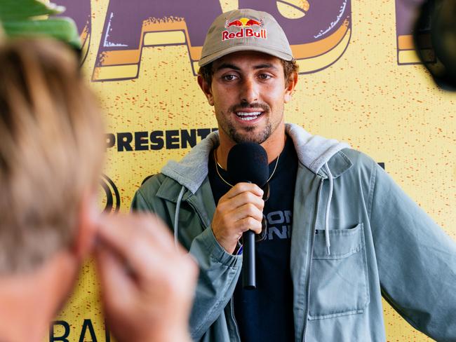 GOLD COAST, QUEENSLAND, AUSTRALIA - APRIL 26: Joao Chianca of Brazil at the Press Conference prior to the commencement of the Bonsoy Gold Coast Pro on April 26, 2024 at Gold Coast, Queensland, Australia. (Photo by Cait Miers/World Surf League)