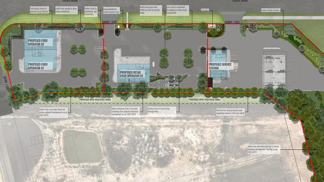 The planned layout for a service station complex proposed for Mamre Rd, Orchard Hills. Picture: Supplied