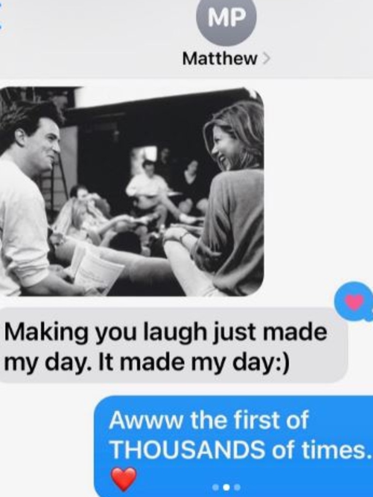 Jennifer Aniston also posted a text shared between the former co-stars. Picture: Supplied