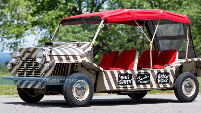 A 1966 Austin Mini Moke ‘Mini Surfer’ – one of three special-Edition Mini Mokes made to promote The Beach Boys.