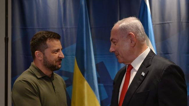 Volodymyr Zelensky and Benjamin Netanyahu meet in New York last September. Picture: Ukrainian Presidential Press Service via Getty Images