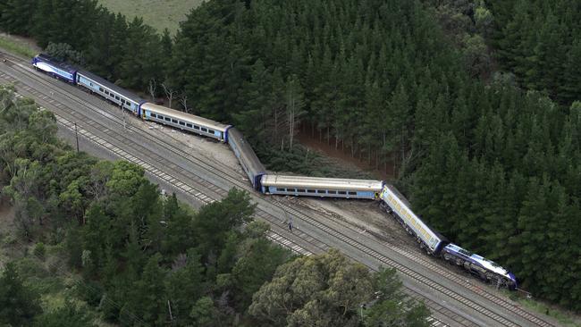 The view of the crash site from above. Picture: Tony Gough