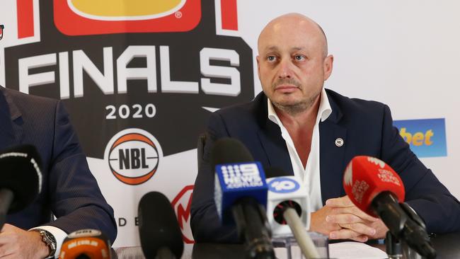 NBL Owner and Executive Chairman Larry Kestelman during a press conference in Melbourne. Picture – David Crosling