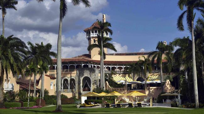 The back entrance to the Mar-a-Lago estate of former US president Donald Trump in Palm Beach, Florida.