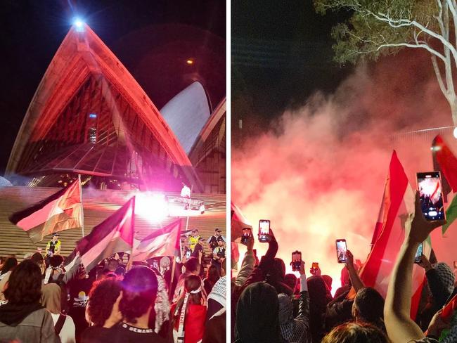 Pro-Palestinian protesters gathered in Sydney’s CBD and in front of the Opera House in a rally against Israel.