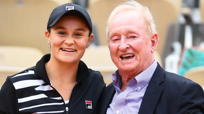 Ash Barty with Rod Laver following her French Open triumph. Picture: Clive Mason/Getty