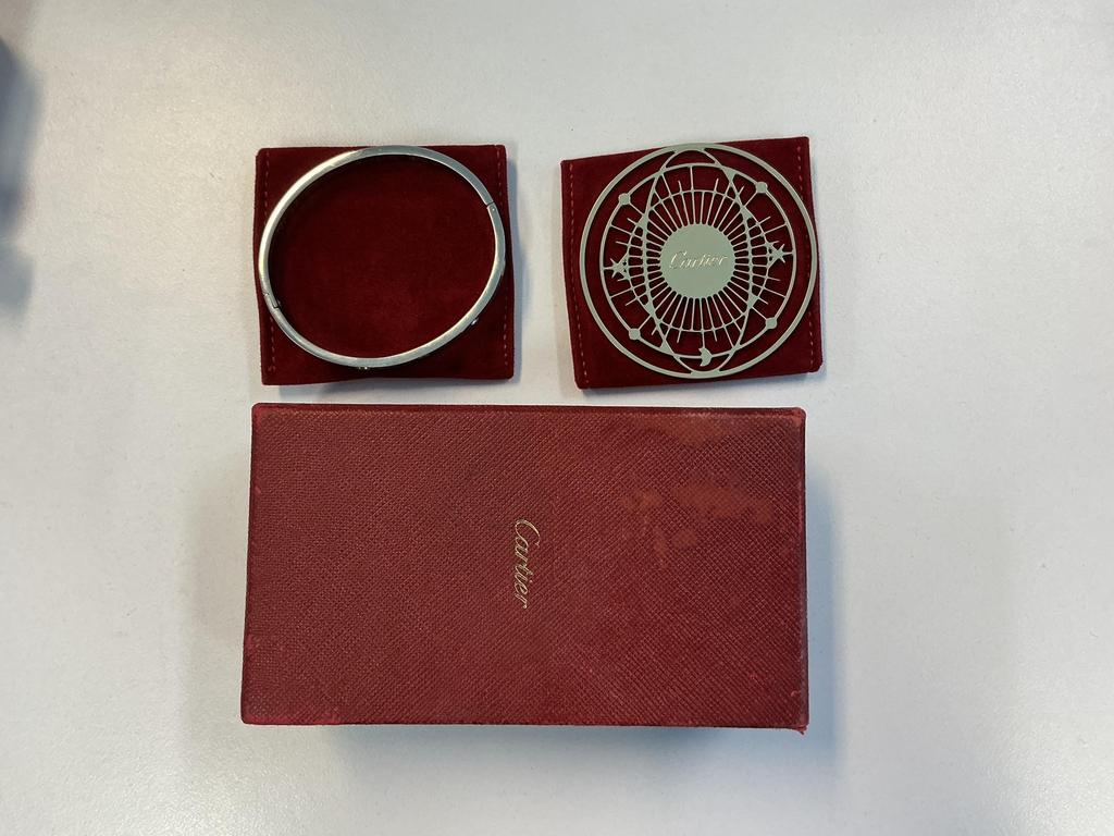 The Cartier bracelet in its original packaging. Picture: QPS