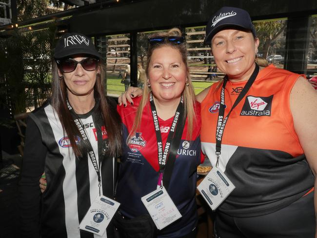 AFL grand final celebrations around Geelong . Edge Geelong left: Michelle Milojevic , Bree Quinn and Angela Banbury Picture: Mark Wilson