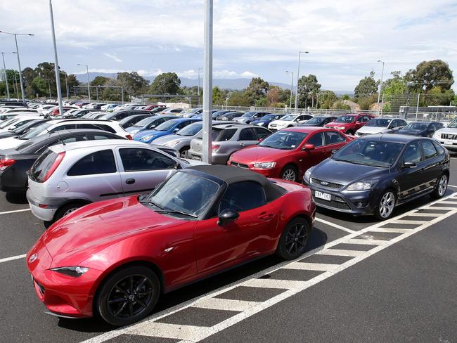 The packed Mitcham train station car park. Picture Norm Oorloff