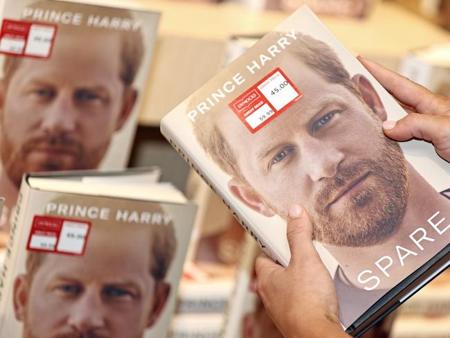 Copies of Prince Harry’s book, Spare.. Picture: Tara Croser