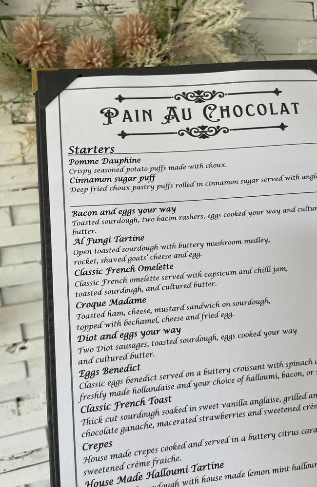 A prototype menu of the breakfast food at Pain Au Chocolat Patisserie in Mackay. Photo: Zoe Devenport