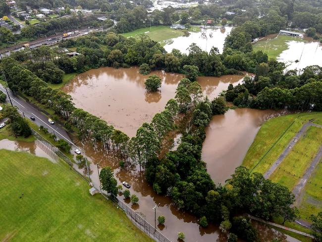 Aerial pics taken of flooding at Ourimbah March 20, 2021. Picture: Dean Raymond