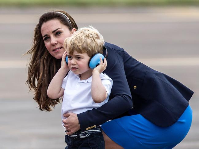 Britain's Prince George wears ear defenders as he visits the Royal International Air Tattoo at RAF Fairford on July 8, 2016. Picture: AFP