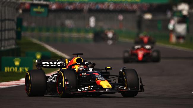 Max Verstappen will start from the front of the grid when the race restarts. Picture: AFP