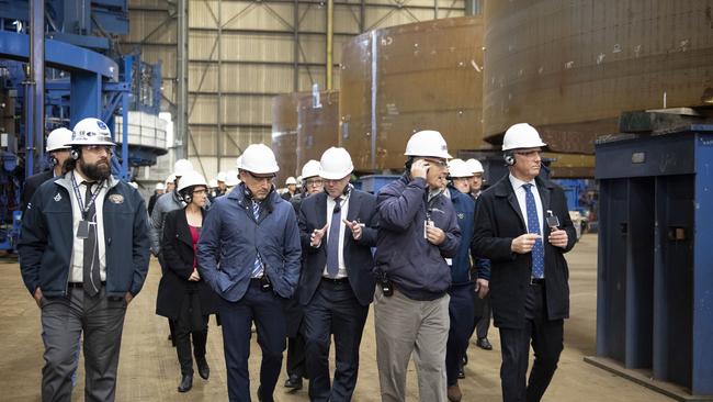 Delegations from Australia, the United Kingdom, and the United States visited General Dynamics Electric Boat's submarine construction facilities, including Defence Minister Richard Marles.