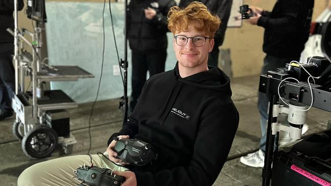Rudi Browning working with his drones on set