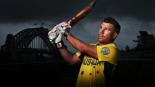 David Warner at the announcement of the Australian World Cup squad. Picture: Phil Hillyard.