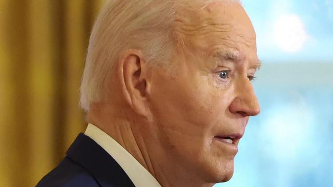 US President Joe Biden speaks during the first-ever White House Conference on Womenâs Health Research, in the East Room of the White House in Washington, DC, on December 11, 2024. (Photo by Samuel Corum / AFP)