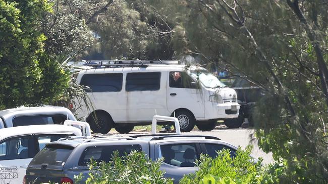 Campers in the Phillip Park carpark. Picture: Glenn Hampson.