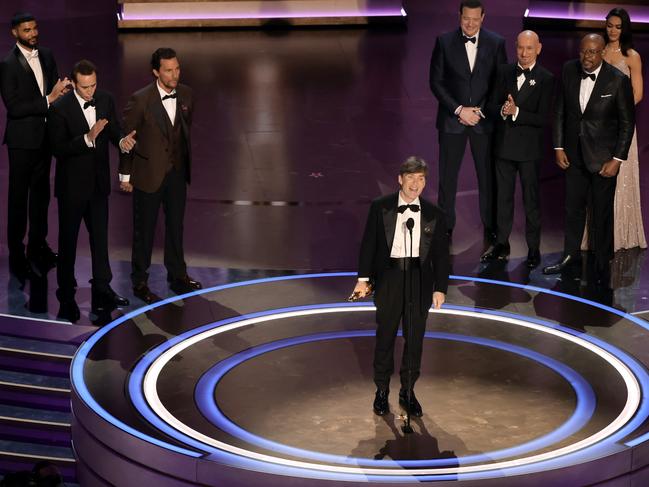 Previous winners Matthew McConaughey, Brendan Fraser, Forest Whitaker, Nic Cage and Ben Kingsley in the background. Picture: Getty Images