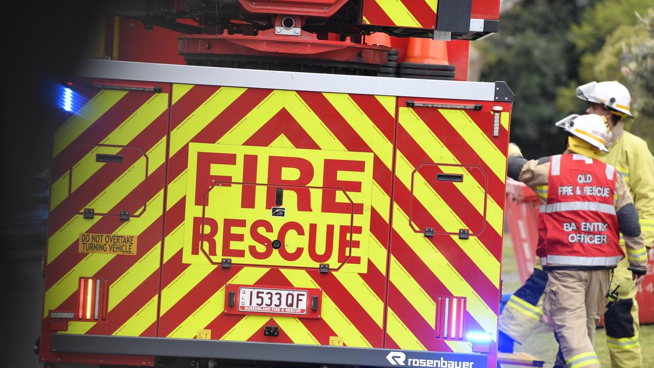 A monster blaze has engulfed a recycling centre building in Pinkenba. Picture: Kevin Farmer