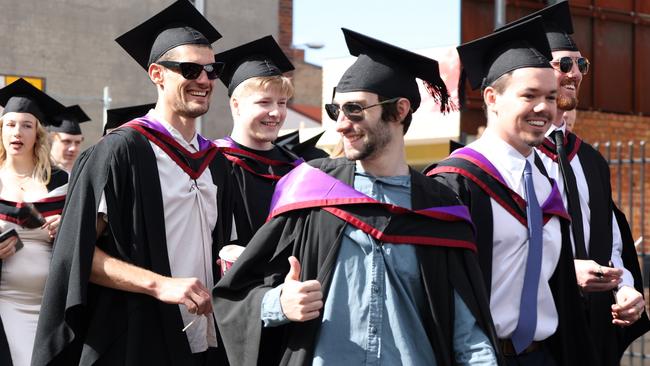 UTAS graduates taking part in the Town and Gown ceremony in Launceston. Picture: Justin Lemmon.