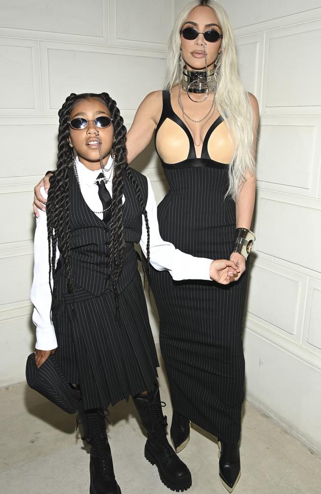 North West and a blonde Kim Kardashian at the Jean-Paul Gaultier Haute Couture show as part of Paris Fashion Week last year. Picture: Getty Images