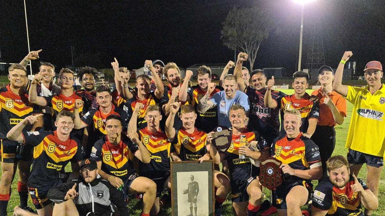 The Western Mustangs U21s celebrate their win in the Tom GOrman Challenge. Photo: Western Mustangs