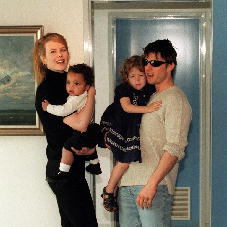 Nicole Kidman and Tom Cruise with their children Connor and Isabella in Sydney in 2008.