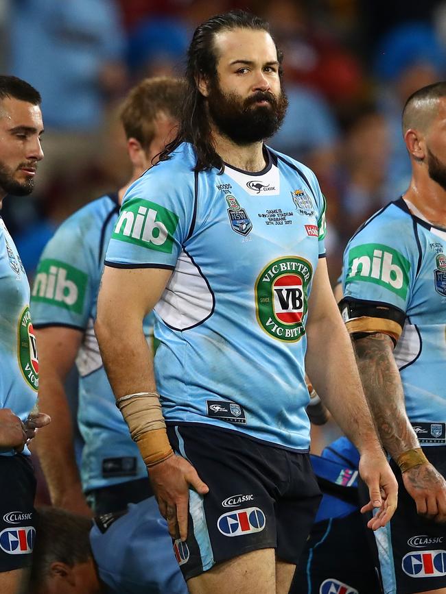 Aaron Woods played 14 Origin matches for NSW. Picture: Cameron Spencer/Getty Images