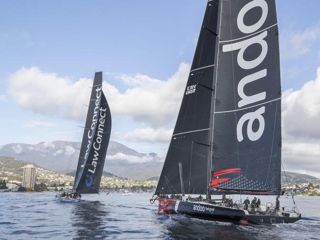 LawConnect wins the 2023 Rolex Sydney Hobart yacht race after a close finish with 2nd place Andoo Comanche. Picture: Chris Kidd