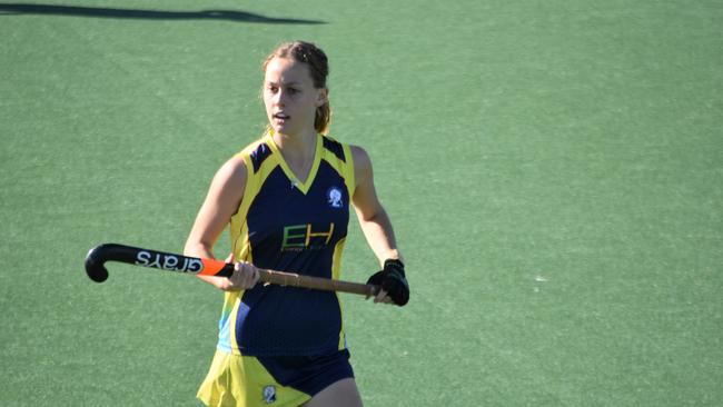 Central Coast player in the Division 2 semi-final against Far North Coast at the NSW U-18s Girls Hockey Championships, May 23.