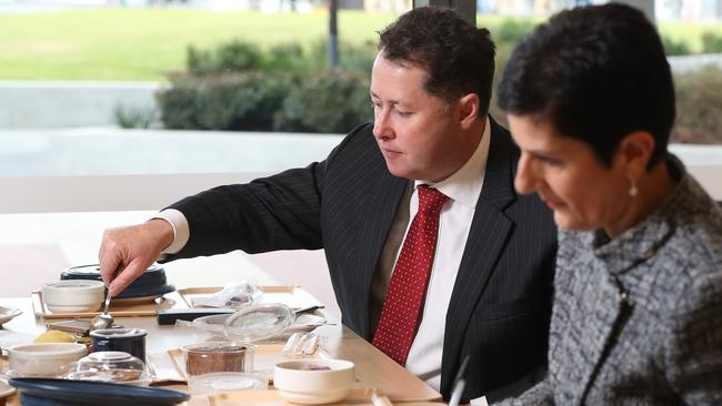 Health Minister Jack Snelling tastes the patient menu at the new Royal Adelaide Hospital, set to open on September 5. Picture: Calum Robertson.