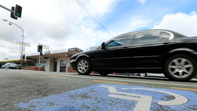 Disabled parking on City Road at Beenleigh where pensioners say they have trouble getting a spot because ‘thieves’ without disabled stickers are ‘stealing’ their spots. AAP Image/Jono Searle