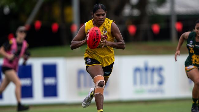 Ashanti Bush in the St Mary's vs Nightcliff Tigers 2023-24 NTFL women's qualifying final. Picture: Pema Tamang Pakhrin