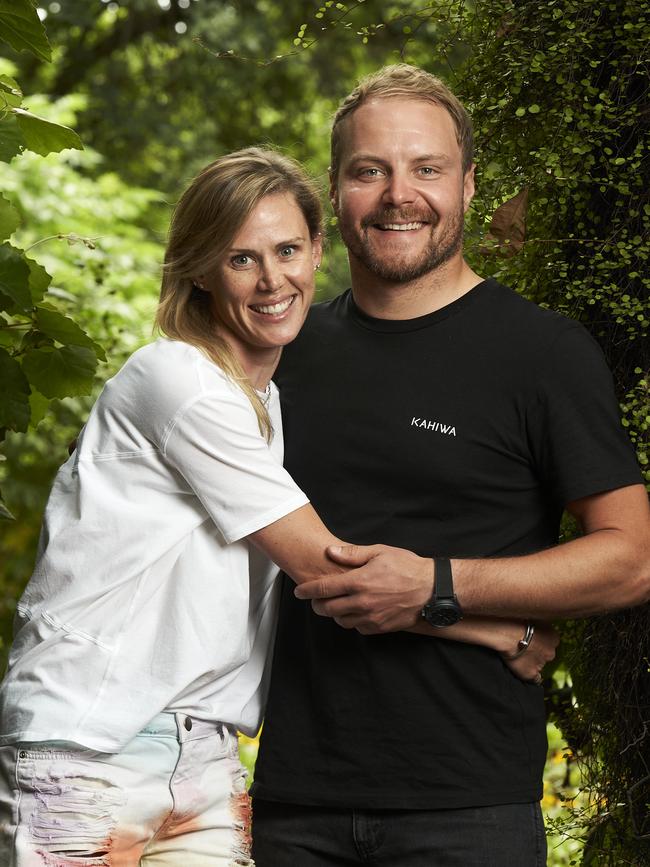 Tiffany Cromwell and Valtteri Bottas at the Botanic Gardens in Adelaide. Picture: Matt Loxton