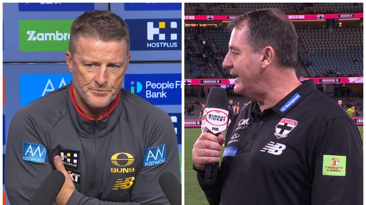 Damien Hardwick hit back at Ross Lyon calling Gold Coast the AFL's nepo baby.