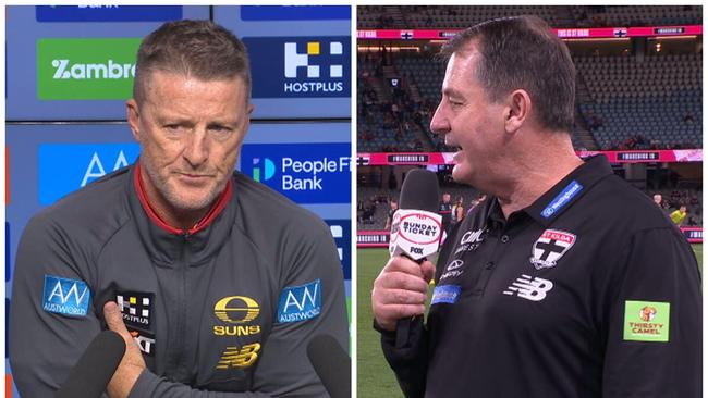 Damien Hardwick hit back at Ross Lyon calling Gold Coast the AFL's nepo baby.