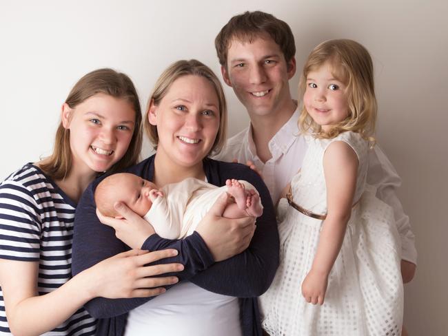 Dr Emma Eaton, centre, with her three daughters, Lara, Isabella and Mia and her husband Dr Adam James.