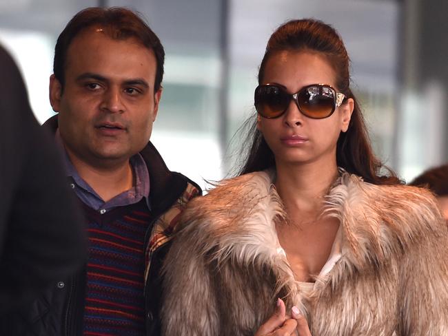 Pankaj and Radhika Oswal leaving court in Melbourne last week. Picture: AAP Image/Tracey Nearmy.