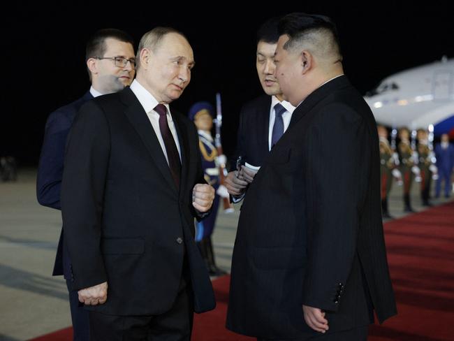 Russian President Vladimir Putin arrived in Pyongyang pre-dawn on Wednesday. Picture: AFP