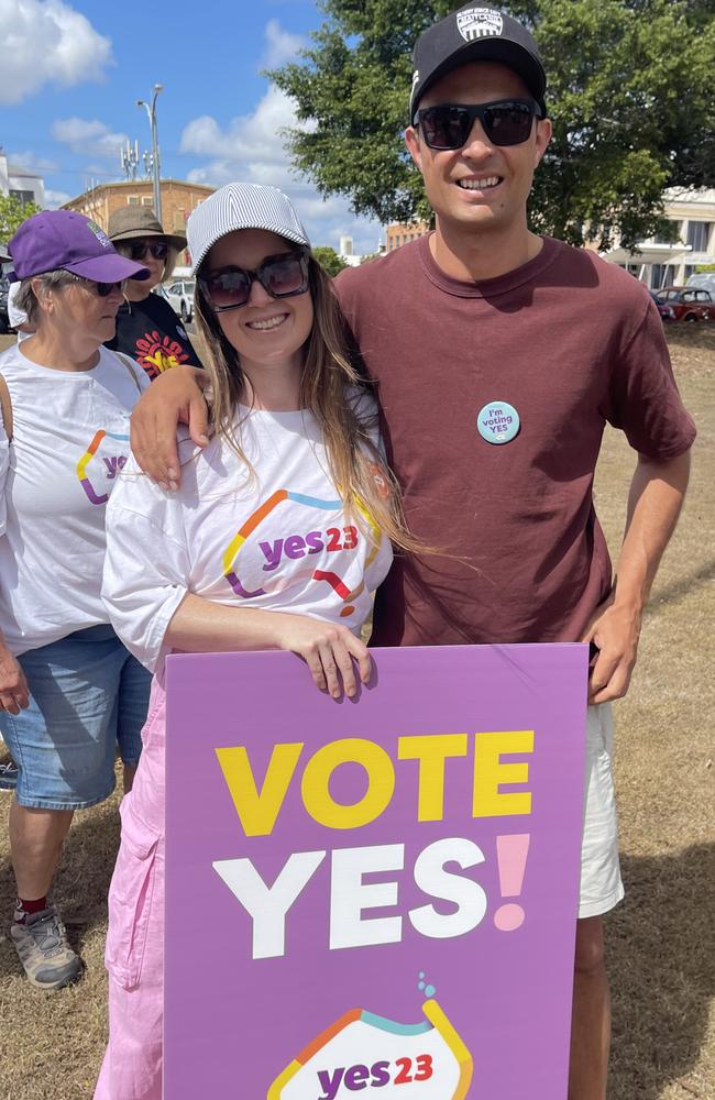 Emily Petherick and Ed Ngati said they joined the Walk for Yes because "it's really important as a community to support the Voice to Parliament".