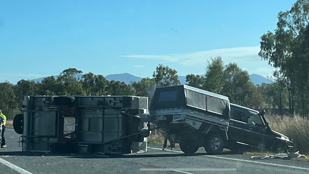 Multi-vehicle crash on the Bruce Highway at Bajool on August 10, 2023. Picture: Contributed