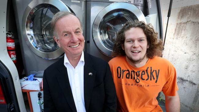 United States Ambassador to Australia, Arthur B. Culvahouse and Orange Sky Co-founder Lucas Patchett. Picture: Jamie Hanson.