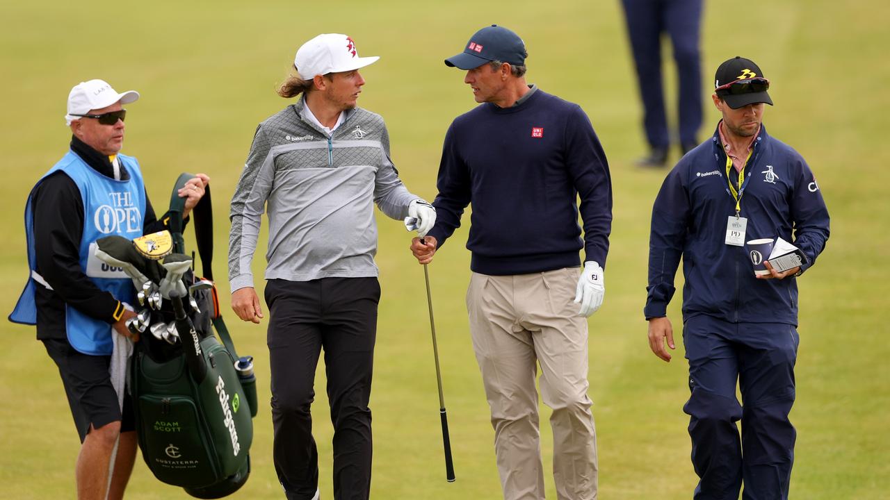 Cameron Smith and Adam Scott will fly the Aussie flag at The Open. Picture: Andrew Redington/Getty Images