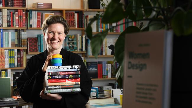 Leesa Lambert from Neighbourhood Books in Northcote, the “big sister” store to The Little Bookroom in Carlton North. Picture: James Ross.