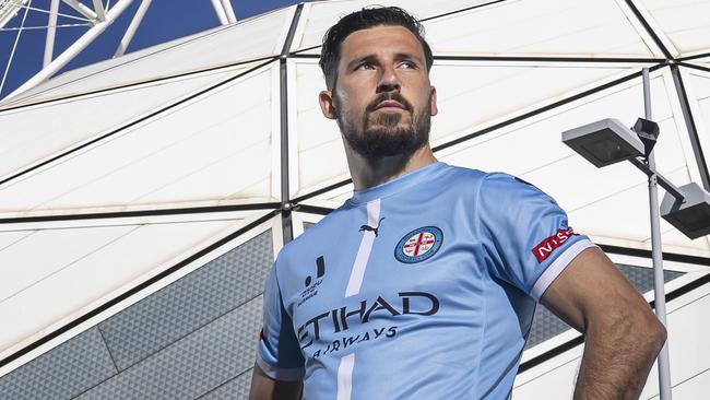 MELBOURNE, AUSTRALIA - OCTOBER 10: Mathew Leckie of Melbourne City poses for a photograph during the Melbourne Victory, Melbourne City & Western United 2024-25 A-League Season Launch Media Event at AAMI Park on October 10, 2024 in Melbourne, Australia. (Photo by Daniel Pockett/Getty Images)