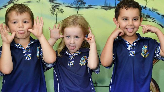 MY FIRST YEAR: Eidsvold State School Preps funny faces. Picture: Patrick Woods.